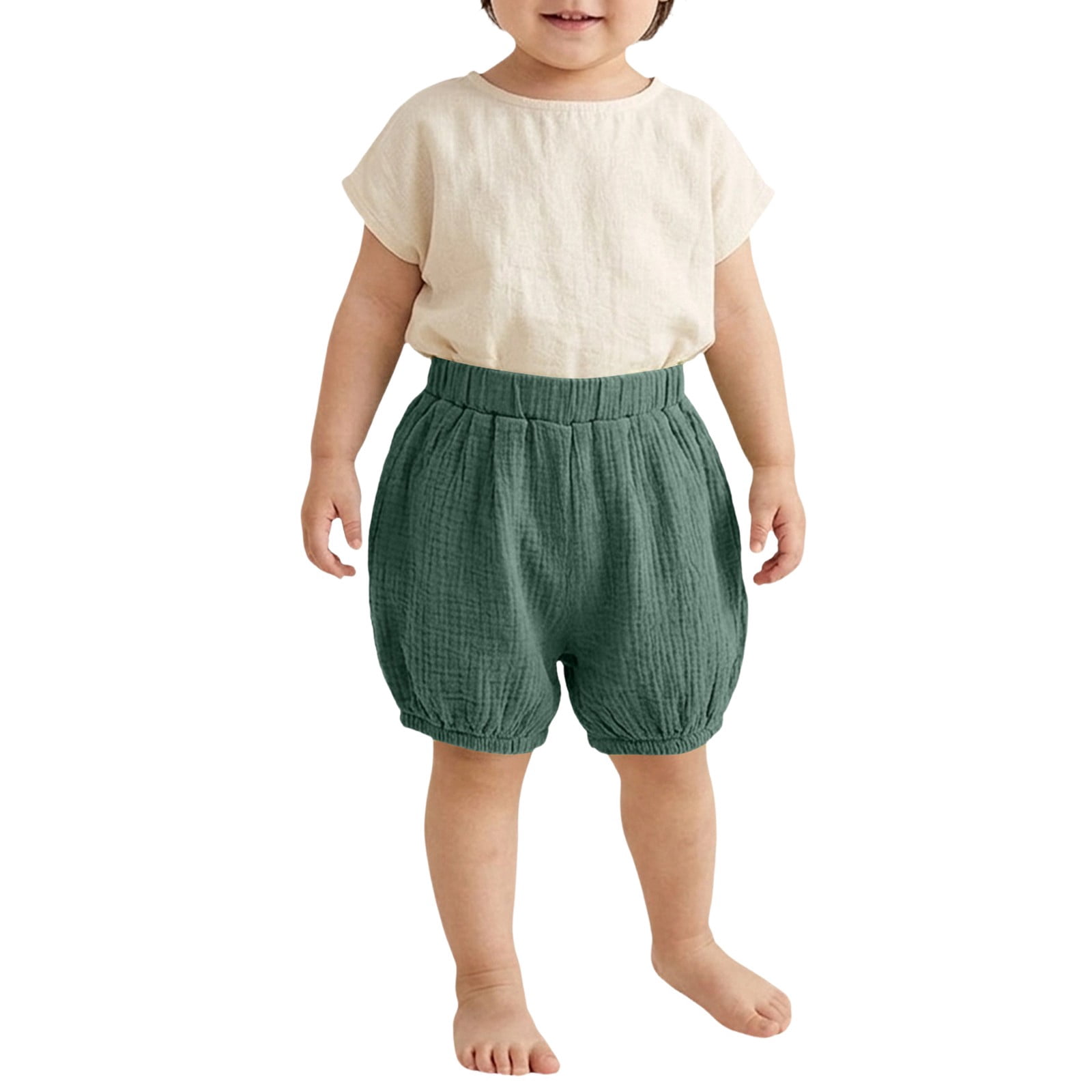 UACY Baby Bloomers for Boys Girls Cotton Linen Bubble Shorts 𝐃iaper 𝐂overs Infant Solid Underwear Cute Summer Clothes ﻿ (Blackish Green, 5-6 Years)