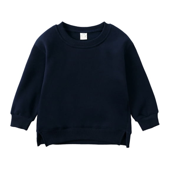 UACY Baby Boys Girls Fleece Sweatshirt Crewneck Long Sleeve Solid Color Cotton Pullover Infant Soft Warm Comfy Basic Casual Trendy Top (Navy, 2-3 Years)