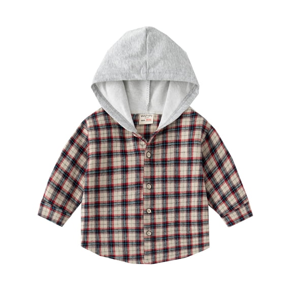 UACY Baby Boys and Toddler Boys Button Down Shirt Toddler Boys Long Sleeve Fashionable Winter Autumn Hoodie Shirt Tops Coat Outwear for Babys Clothes Plaid Yellow Black