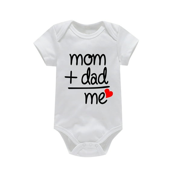 UACY Baby Cotton Romper Mom Dad Me Letter Print Newborn Coming-home Outfits Short Sleeve Crewneck Onesie (A, 6-9 Months)