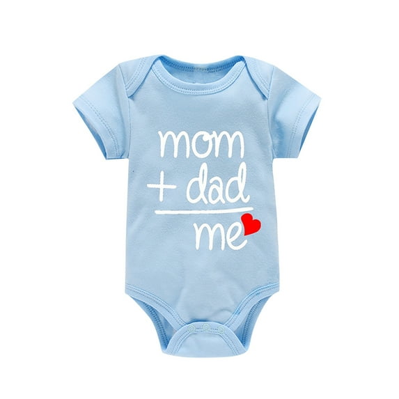 UACY Baby Cotton Romper Mom Dad Me Letter Print Newborn Coming-home Outfits Short Sleeve Crewneck Onesie (H, 18-24 Months)
