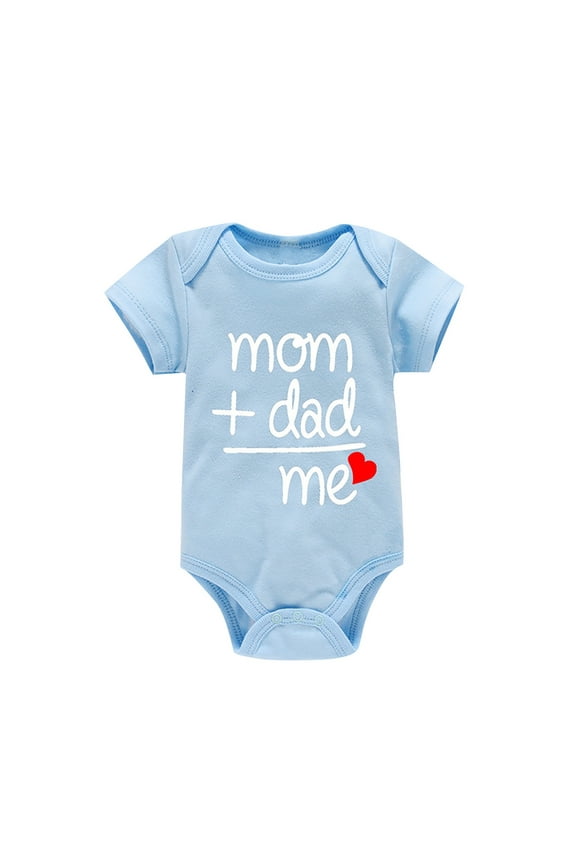 Baby Cotton Romper Mom Dad Me Letter Print Newborn Coming-home Outfits Short Sleeve Crewneck Onesie (H, 3-6 Months)