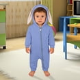 thumbnail image 1 of UACY Baby Cute Bunny Ear Onesie Jumpsuit Fuzzy Warm Fleece Sherpa Bed Romper Animal Zip up Furry Warm Fall Winter Outfit (Blue, 18-24 Months), 1 of 5