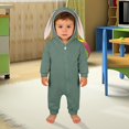thumbnail image 1 of UACY Baby Cute Bunny Ear Onesie Jumpsuit Fuzzy Warm Fleece Sherpa Bed Romper Animal Zip up Furry Warm Fall Winter Outfit (Green, 9-12 Months), 1 of 5