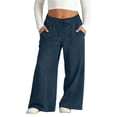 thumbnail image 1 of UACY Baggy Jeans for Girls Drawstring Wide Leg Denim Pants with Pockets Elastic High Waisted Strechy Pull On Trousers ﻿, 1 of 9