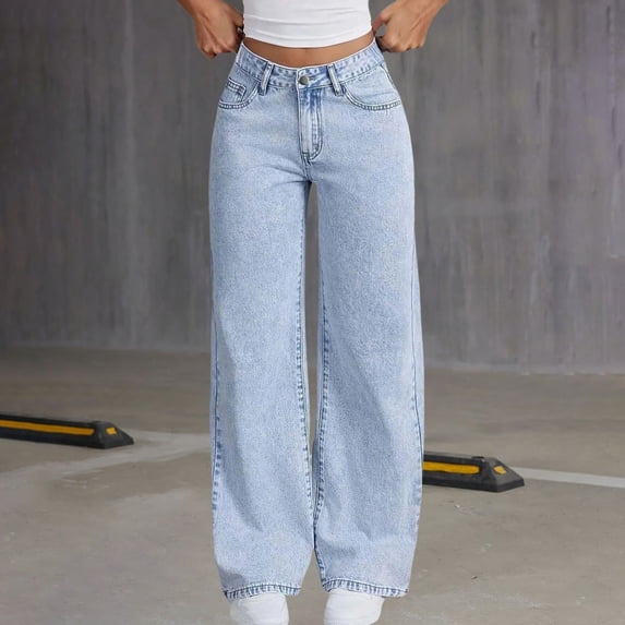 UACY Baggy Jeans for Kids Boys and Girls Wide Leg Denim Pants High Elastic Waist Y2K Vintage Cargo Pocket Trousers (Light Blue, 7-8 Years)