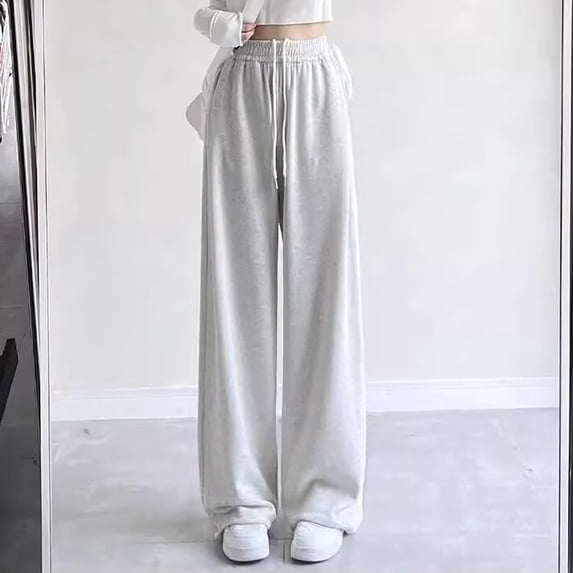 UACY Baggy Sweatpants for Teen Girls Oversized Wide Leg Loose Sweat Pants Elastic High Waist Drawstring Athletic Casual Joggers (Grey, 5-6 Years)
