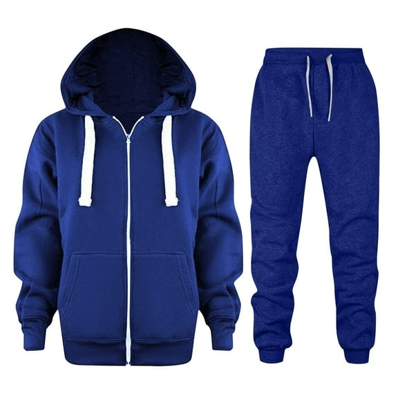 UACY Boys 2 Piece Tracksuits Athletic Zipper Hoodie and Jogging Sweatpants Solid Long Sleeve Jacket School Uniform Sweatsuits (Dark Blue, 5-6 Years)