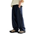 thumbnail image 1 of UACY Boys Baggy Jeans Teen Y2K Casual Straight Wide Leg Denim Pants Vintage Preppy Loose Elastic Waist Fit (Dark Blue, 9-10 Years), 1 of 7