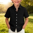thumbnail image 1 of UACY Boys Button Down Shirt Cotton Short Sleeve Shirt Solid Summer Beach Shirts with Pocket, 1 of 8
