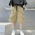 thumbnail image 1 of UACY Boys Cargo Shorts Baggy Casual Elastic Waist Knee Length Wide Leg Shorts Summer Trendy Outdoor Hiking Pants ﻿, 1 of 6