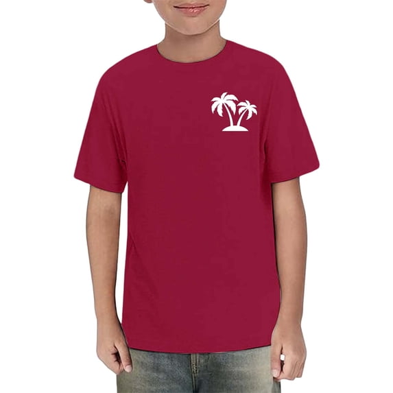 UACY Boys Cotton Graphic Tees Palm Tree Print Short Sleeve Crewneck Summer Trendy T-Shirts Clothes Casual School Daily Wear