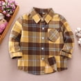 thumbnail image 1 of UACY Boys Flannel Shirt Toddler Buffalo Plaid Shirt Long Sleeve Button Down Shirts Kids Casual Tops (Yellow, 18-24 Months), 1 of 9