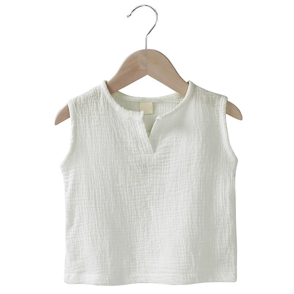 UACY Boys Girls Cotton Linen Tank Top Toddler Kids Sleeveless Crewneck Vest Tee Shirt Baby Summer Solid Tshirt (C, 24-36 Months)