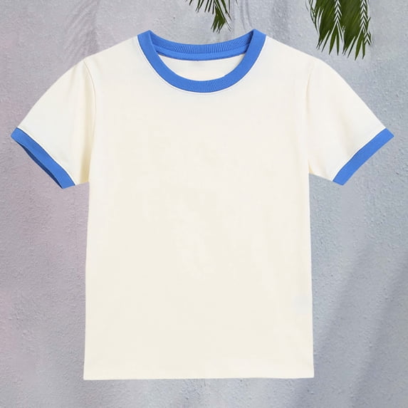 UACY Boys Girls Plain T Shirt Short Sleeve Toddler Boys Girls Cotton Casual Tshirt Crewneck Comfy Soft Basic Tee (Blue, 3-4 Years)