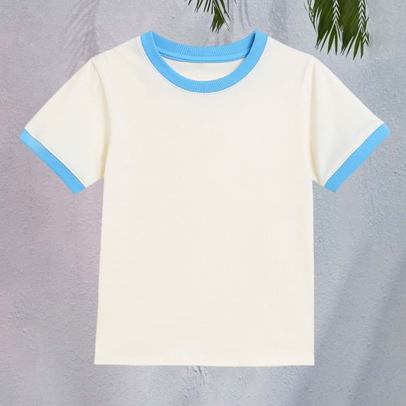 UACY Boys Girls Plain T Shirt Short Sleeve Toddler Boys Girls Cotton Casual Tshirt Crewneck Comfy Soft Basic Tee (Sky Blue, 18-24 Months)