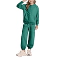 thumbnail image 1 of UACY Boys Girls Preppy Sweatsuit Set, 2-Piece Outfit with Zip Up Hoodie and Joggers, Fall Winter School Athletic Clothing Set (Blackish Green, 13-14 Years), 1 of 9
