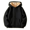 thumbnail image 1 of UACY Boys Girls Sherpa Fleece Lined Jacket Kids Winter Warm Athletic Hoodies Thick Zip Up Hooded Sweatshirt Long Sleeve (Black, 7-8 Years), 1 of 6