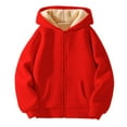 thumbnail image 1 of UACY Boys Girls Sherpa Fleece Lined Jacket Kids Winter Warm Athletic Hoodies Thick Zip Up Hooded Sweatshirt Long Sleeve (RD2, 7-8 Years), 1 of 8