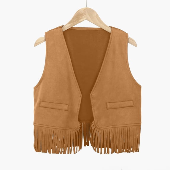 UACY Boys Girls Western Cowboy Dress Up Halloween Party Vest Sleeveless Hem Fringe Tassel Waistcoat 