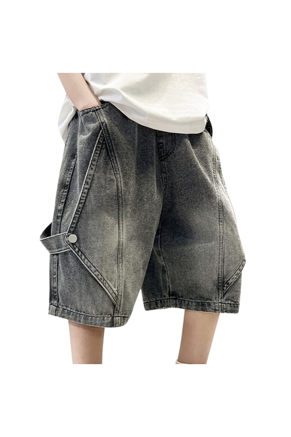 Boys Jorts Y2k Baggy Vintage Grunge Jean Shorts Hip Hop Streetwear Denim Shorts Summer Casual Skater Jorts ﻿ (Grey, 13-14 Years)