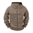 thumbnail image 1 of UACY Boys Tactical Full Zip Up Hoodie, Long Sleeve Fall Winter Jacket Sweatshirt, Athletic Workout Casual Big and Tall Youth Outfits with Pockets (Brown, 5-6 Years), 1 of 5
