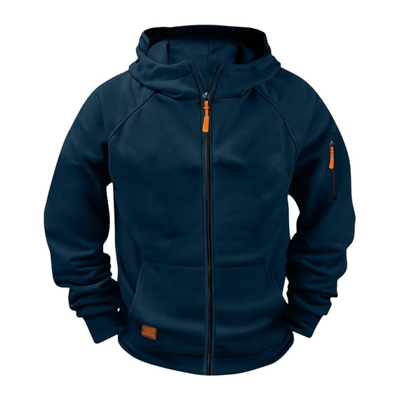 UACY Boys Tactical Full Zip Up Hoodie Sweatshirt, Long Sleeve Fall Winter Casual Workout Athletic Jacket with Pockets, Outdoor Youth Fashion Outfits (Navy, 9-10 Years)
