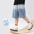 thumbnail image 1 of UACY Boys Y2K Retro Baggy Jean Shorts, Loose Fit Denim Jorts with Elastic Waist Pull On for Hip Hop Street Style (Light Blue, 13-14 Years), 1 of 5