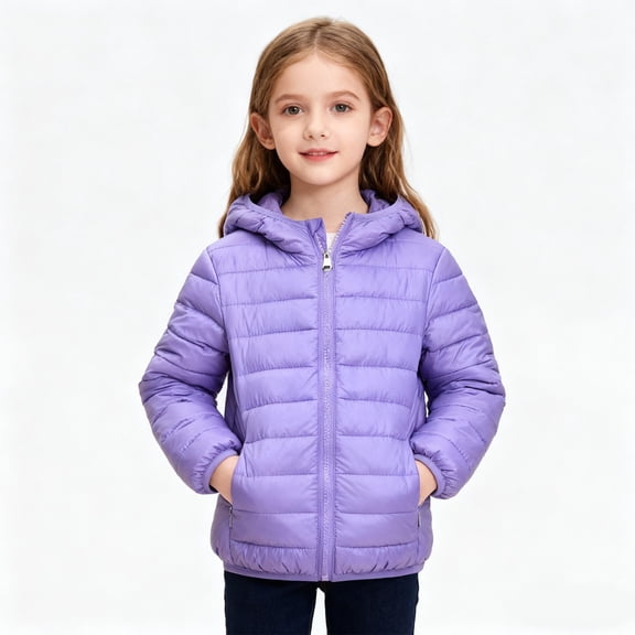 UACY Boys and Girls Hooded Puffer Jackets Warm Toddler Winter Coat Light Weight down Jacket Kids Outwear Padded Coat (Dark Purple, 3-4 Years)
