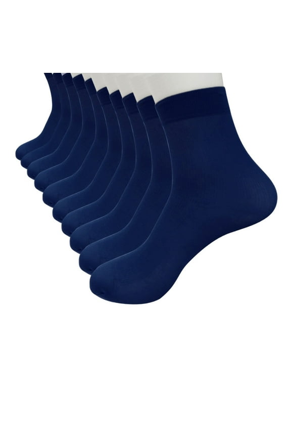 Comfort Cool soft Sock 10 Pairs Bamboo Fiber Ultra-thin Elastic Silky Short Silk Stockings Men Socks Bamboo Men sock Breathable Sock (Dark blue,One Size)