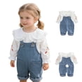 thumbnail image 1 of UACY Cute Easter Bunny Overalls for Baby Girls Toddler Denim Romper with Ears Pompom Loose Fit Washed Jean, 1 of 9