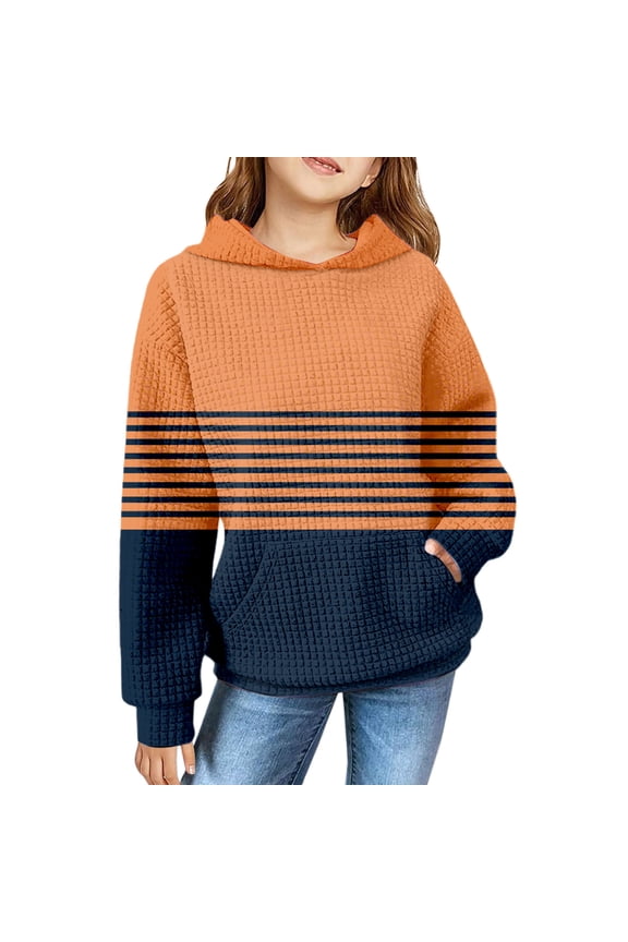 Cute Hoodies for Teen Girls Trendy Preppy Hooded Sweatshirts Oversized Long Sleeve Sweater Tween Girl Clothes (Orange, 13-14 Years)