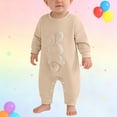 thumbnail image 1 of UACY Easter Baby Boy Girl Outfit Embroidery Bunny Rompers Bunny Tail Jumpsuit Unisex Newborn Infant Easter Clothes (Khaki, 6-12M), 1 of 5