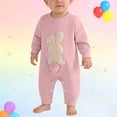 thumbnail image 1 of UACY Easter Baby Boy Girl Outfit Embroidery Bunny Rompers Bunny Tail Jumpsuit Unisex Newborn Infant Easter Clothes (Pink, 3-6M ), 1 of 5