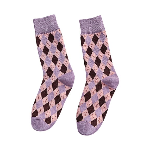 UACY Fun Crew Fashion Socks For Women Soft Socks Spring Socks Women Winter Leisure Casual Ringer Pattern English Checkered Sock