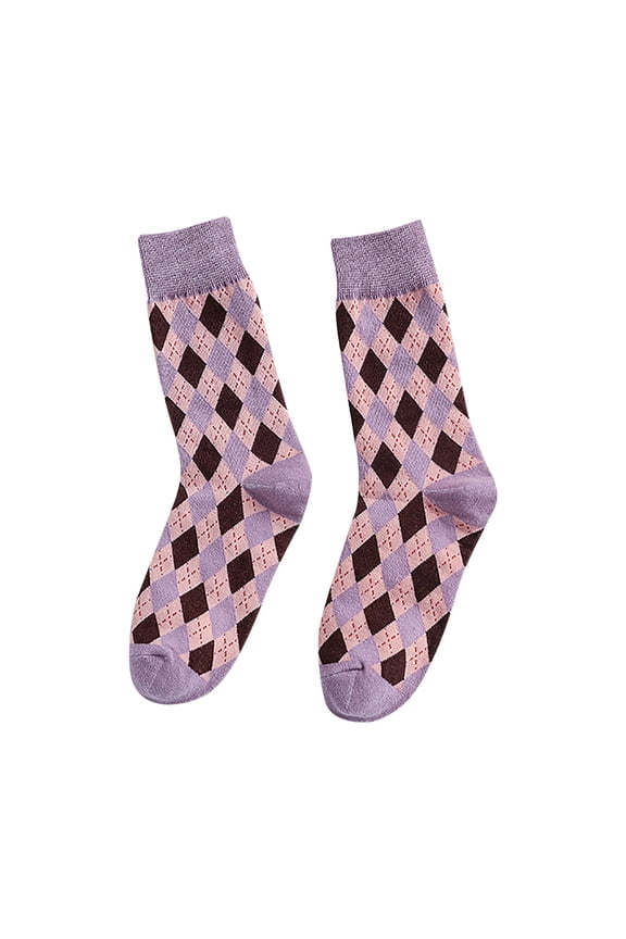 Fun Crew Fashion Socks For Women Soft Socks Spring Socks Women Winter Leisure Casual Ringer Pattern English Checkered Sock