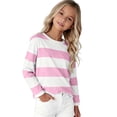 thumbnail image 1 of UACY Girl's Long Sleeve T-Shirts Striped, Girls Classic Cotton Blend Crewneck Tee Kids Stripes Shirt Soft Everyday Basic Top (Pink, 10-11 Years), 1 of 7