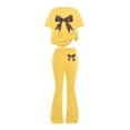 thumbnail image 1 of UACY Girls 2 Piece Outfits Long Sleeve Crew Neck Bow Sweatshirt Top and Flare Pants Set (Yellow, 12-13 Years), 1 of 6