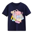 thumbnail image 1 of UACY Girls Backpack Book Graphic T Shirt Short Sleeve Crew Neck Cotton Casual Summer Tee for Back to School (Navy, 6-7 Years), 1 of 7