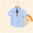 thumbnail image 1 of UACY Girls Blouse Button Down Shirts Puff Short Sleeve Princess Bowknot School Uniform Tops ﻿ (Blue, 12-13 Years), 1 of 9