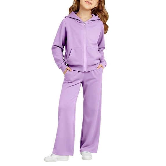 UACY Girls Boys 2 Piece Tracksuit Athletic Sweatsuits Sets Full Zip Hooded Sweatshirt and Jogger Sweatpants Clothing Sets for Kid Activewear