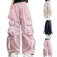 thumbnail image 1 of UACY Girls Cargo Pants Wide Leg Cute Cargo Pants with Bow Decor Multi Pockets, Drawstring Elastic Waist Loose Fit Casual Pants for Girls Daily Wear, 1 of 6