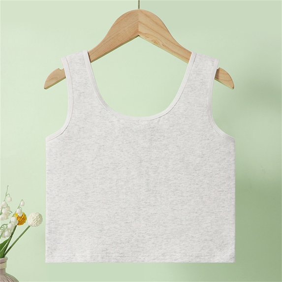 UACY Girls Cotton Undershirt Round Neck Sleeveless Tank Tops for Kids Lightweight Fashion Summer Sport Wear (Grey, 3-4 Years)