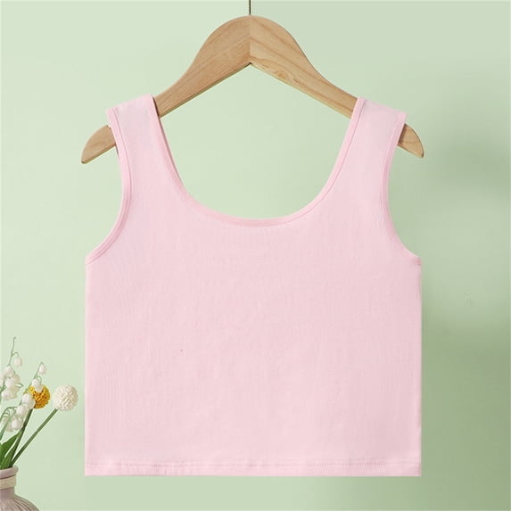 UACY Girls Cotton Undershirt Round Neck Sleeveless Tank Tops for Kids Lightweight Fashion Summer Sport Wear (Pink, 9-10 Years)