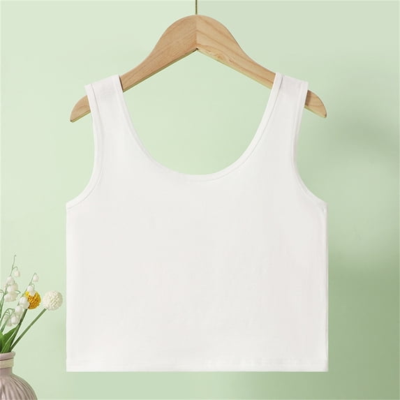 UACY Girls Cotton Undershirt Round Neck Sleeveless Tank Tops for Kids Lightweight Fashion Summer Sport Wear (White, 7-8 Years)