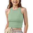 thumbnail image 1 of UACY Girls Crop Tank Tops Ribbed Knit Undershirts Crew Neck Dance Top Kids Sleeveless Sports Shirts for Gym Yoga, 1 of 4
