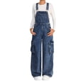 thumbnail image 1 of UACY Girls Denim Overalls Jumpsuits Sleeveless Adjustable Straps Straight Leg Jeans Trendy Baggy Cargo Jumpers with Pockets (Blue, 7-8 Years), 1 of 9