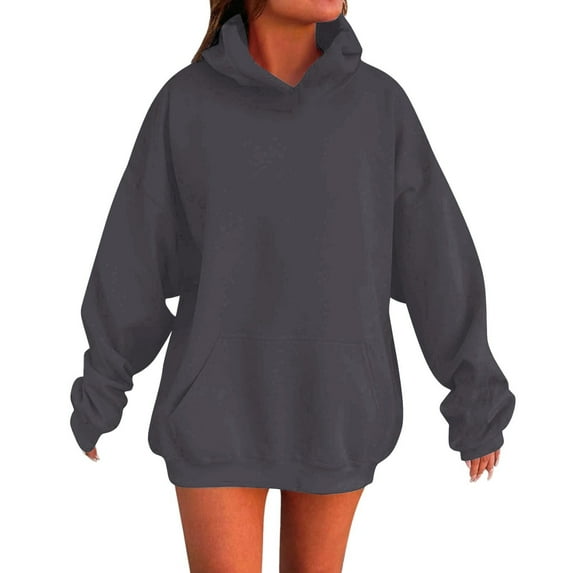 UACY Girls Hoodie Trendy Cute Hooded Sweatshirt with Pocket Baggy Kids Pullover Long Sleeve Hoody with Pocket (Dark Gray, 14-15 Years)