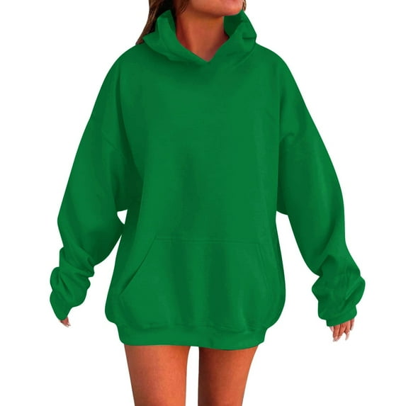 UACY Girls Hoodie Trendy Cute Hooded Sweatshirt with Pocket Baggy Kids Pullover Long Sleeve Hoody with Pocket (Green, 14-15 Years)