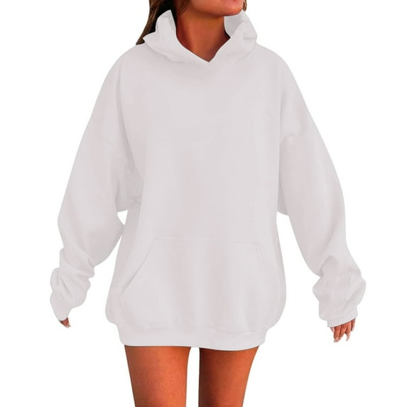 UACY Girls Hoodie Trendy Cute Hooded Sweatshirt with Pocket Baggy Kids Pullover Long Sleeve Hoody with Pocket (White, 14-15 Years)
